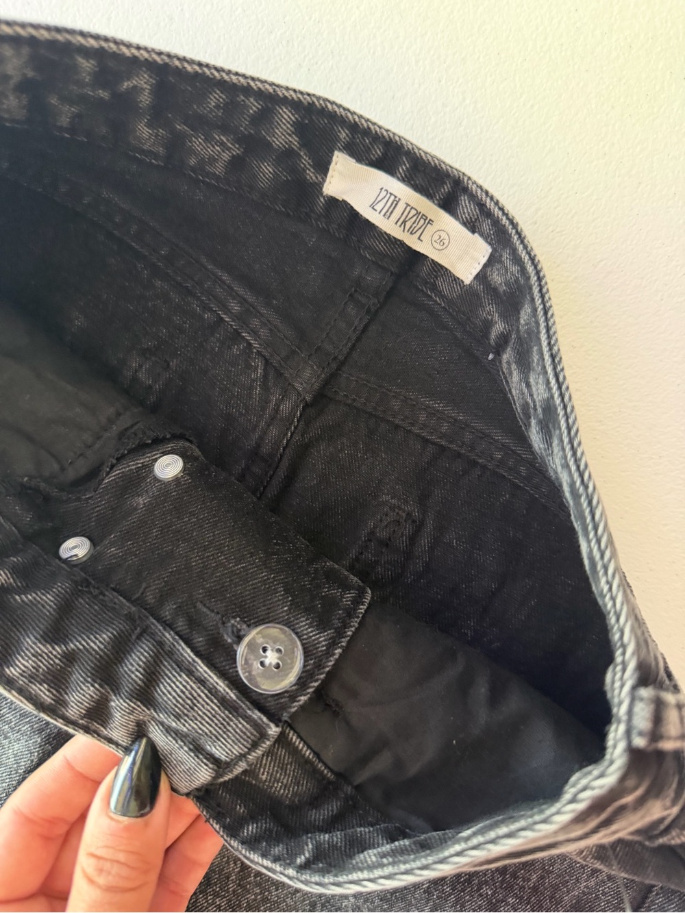 12th Tribe High-Waist Black Acid Wash Jeans - Picture 7 of 10